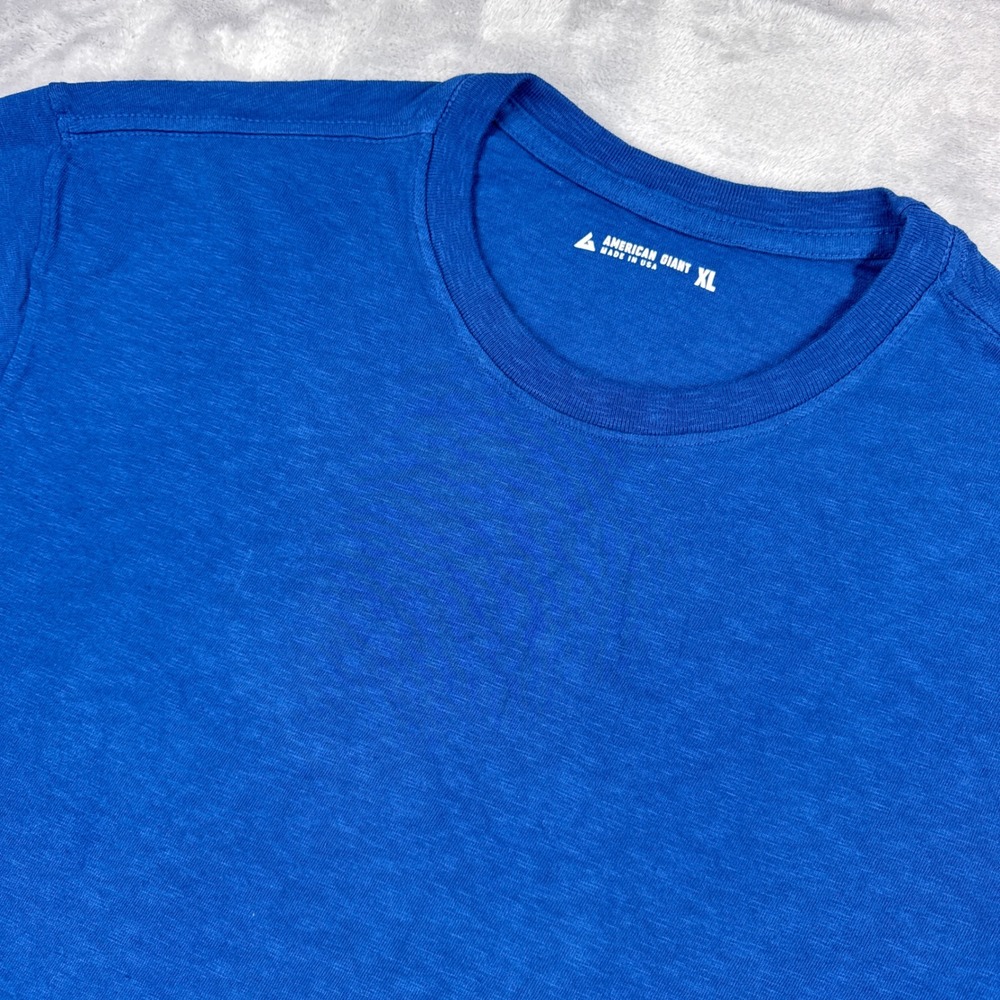 AMERICAN GIANT Slub Cotton Crewneck T-Shirt Mens XL Blue Made in USA